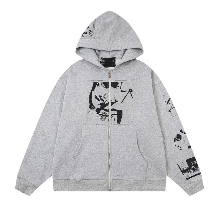 ER832 Grey Zip-Up Sweatshirt