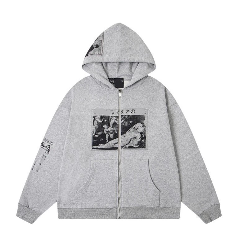 ER836 Light Grey Zip-Up Sweatshirt