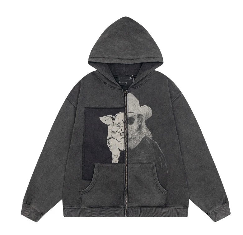 ER821 Black Zip-Up Sweatshirt