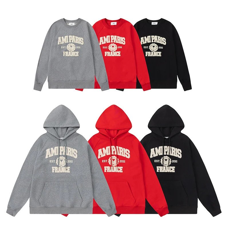Letter love foam printed hooded sweatshirt for men and women round neck pullover sweatshirt for couples loose fit