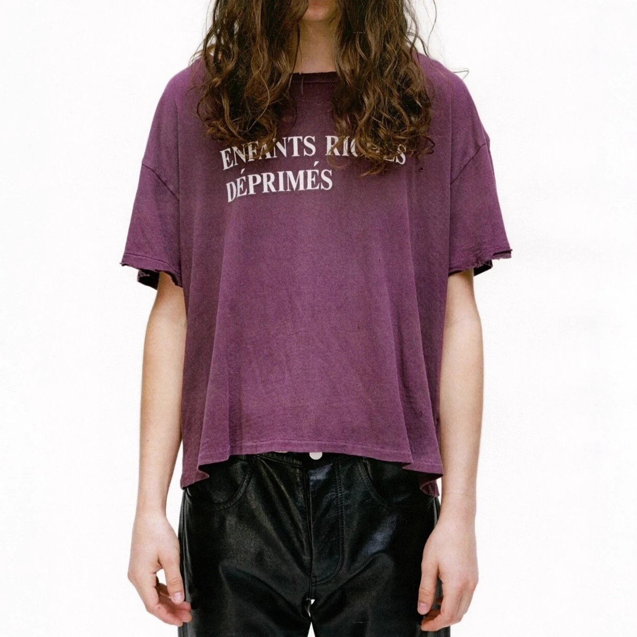 Distressed Text Basic T-Shirt