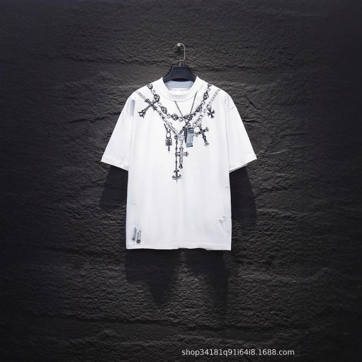 Cross Necklace Sanskrit Print T-Shirt