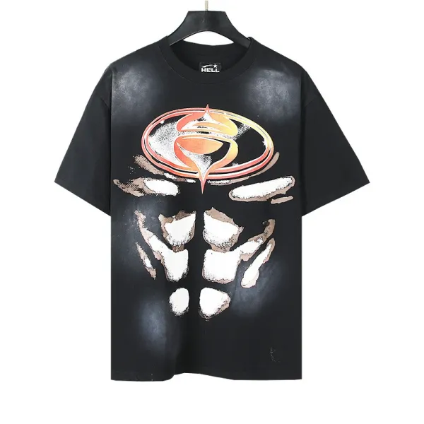 HELL Graphic Print Black Oversized T-Shirt - 1