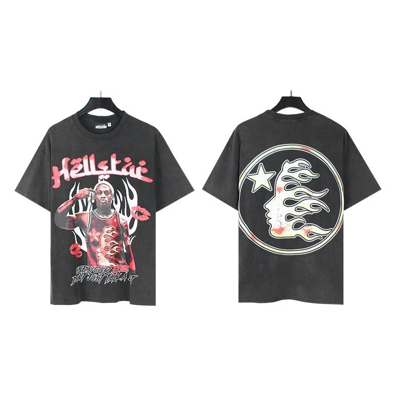 HELL Graphic Print Black Oversized T-Shirt - 19