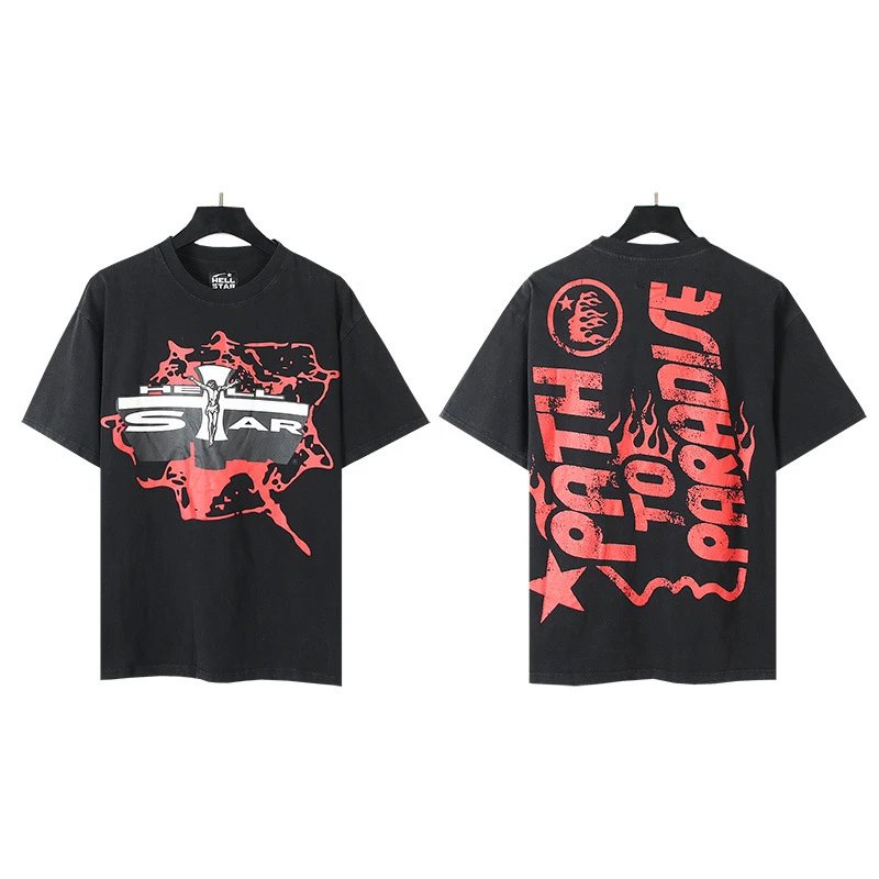 HELL Graphic Print Black Oversized T-Shirt - 49