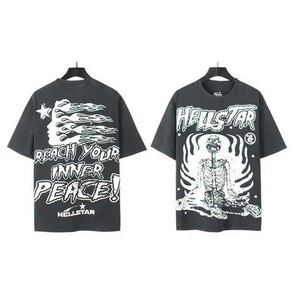 HELL Graphic Print Black Oversized T-Shirt - 46