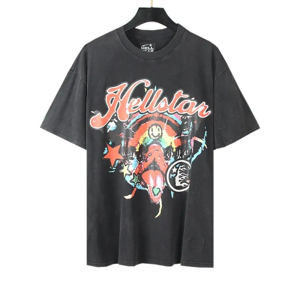 Hellstar Graphic Print Washed Black T-Shirt - 1