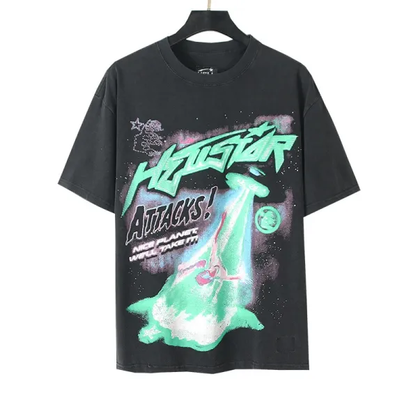 Hellstar Attacks! Alien Invasion Graphic T-Shirt Black - 1