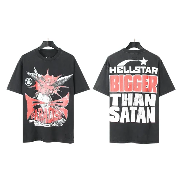 HELL Graphic Print Black Oversized T-Shirt - 25
