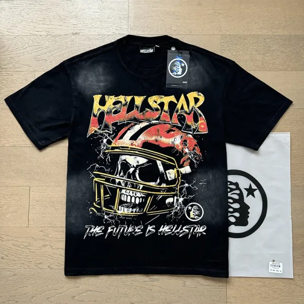 Hellstar Skull Helmet Graphic Black T-Shirt - 1