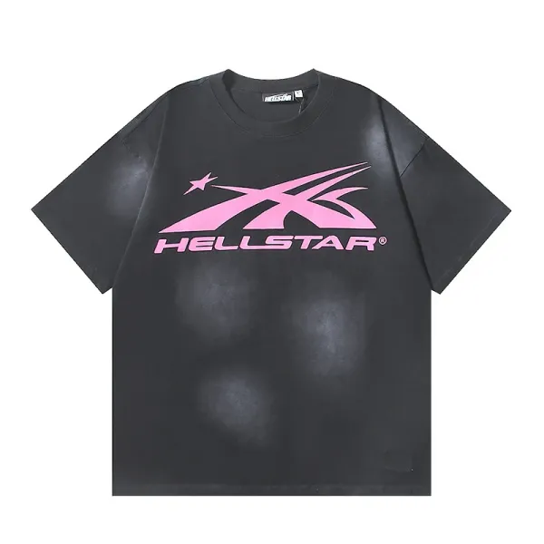 Hellstar Graphic Logo Oversized T-Shirt Black Pink - 1