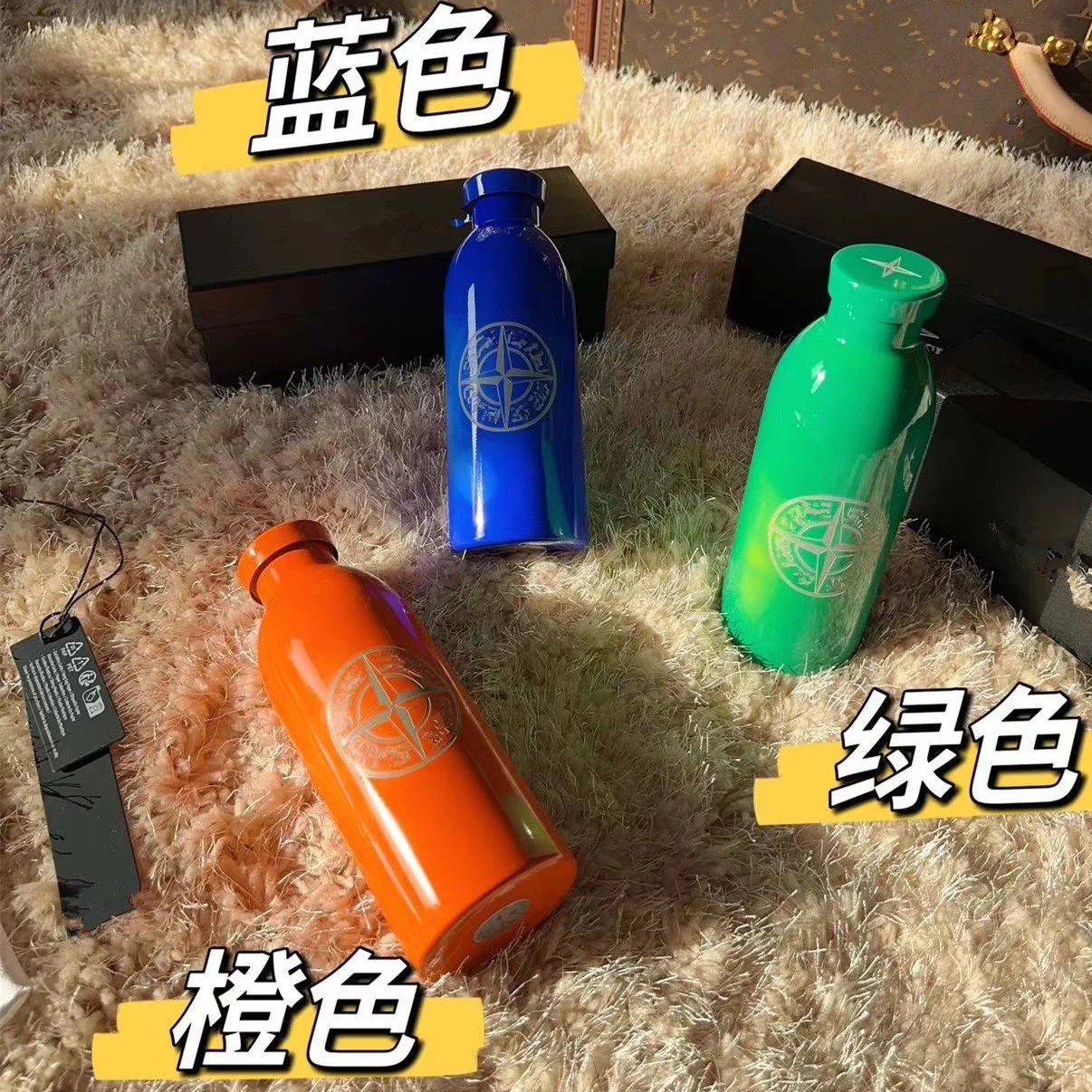Stone changes color when exposed to hot water, 304 stainless steel cola bottle, hiking outdoor sports water cup, cycling hair replacement, portable
