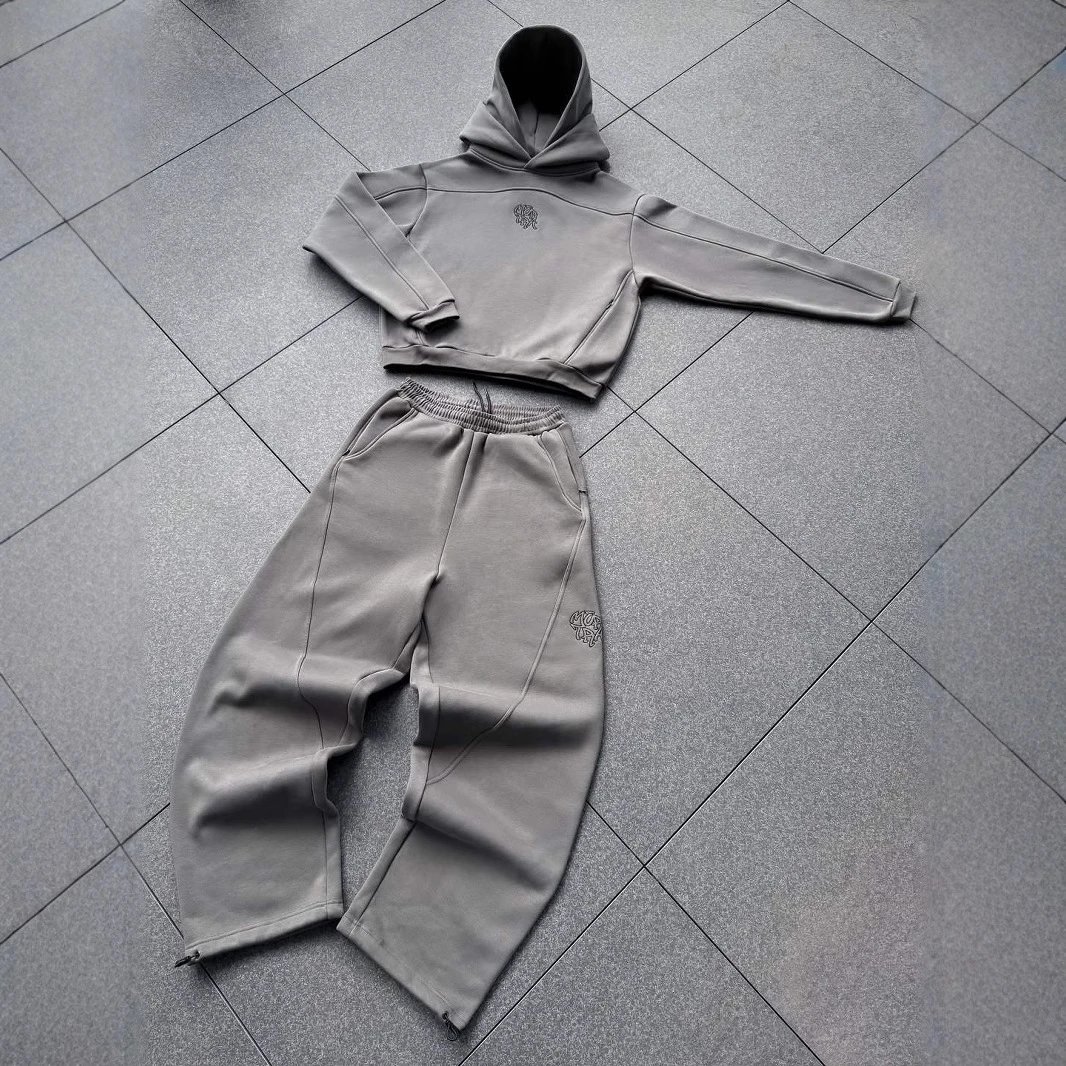 Mertra New Style Two-Piece Hoodie Tracksuit Set with Embroidered Patchwork Loose Casual Sweatpants