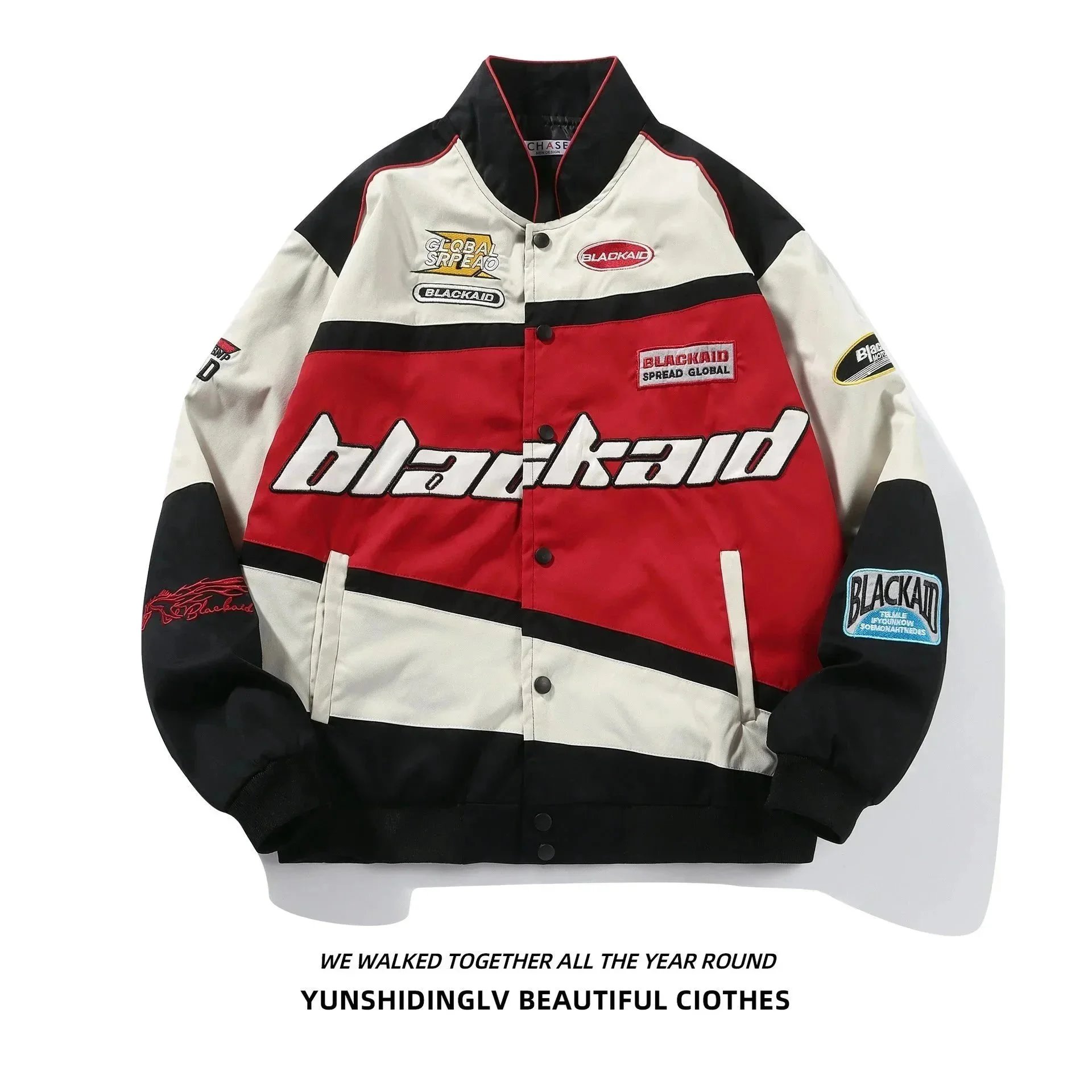 BLACKAID Jackets Color-Block Patch Racing Jacket image 3