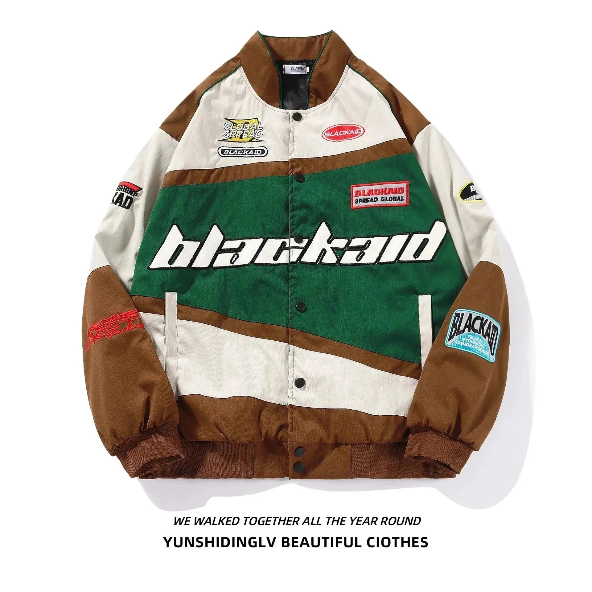 BLACKAID Jackets Color-Block Patch Racing Jacket image 5