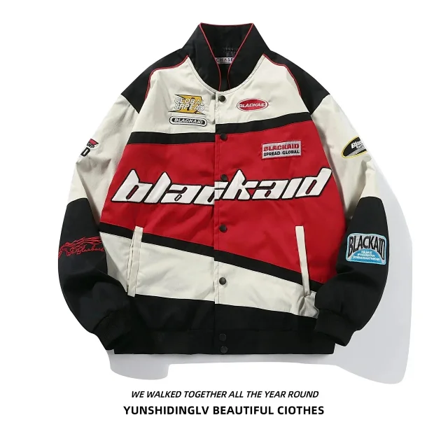 BLACKAID Jackets Color-Block Patch Racing Jacket product detail image 5