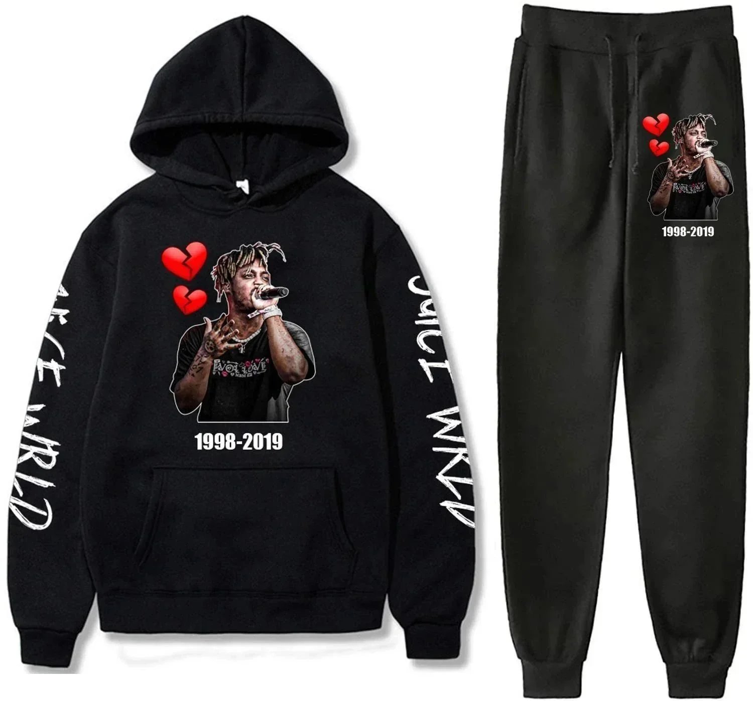 Juice WRLD Matching Sets Printed Hoodie and Jogger Set image 4