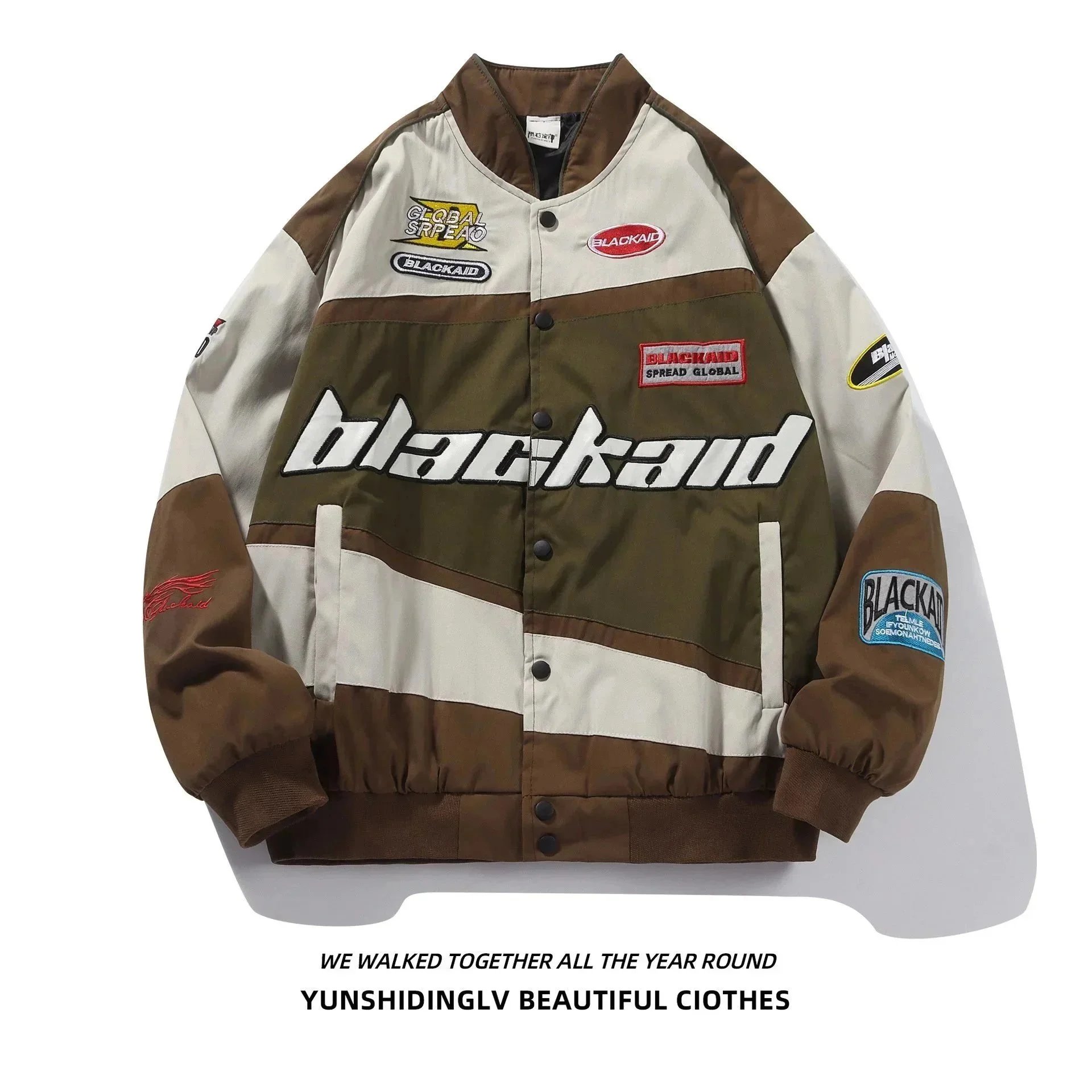BLACKAID Jackets Color-Block Patch Racing Jacket image 6
