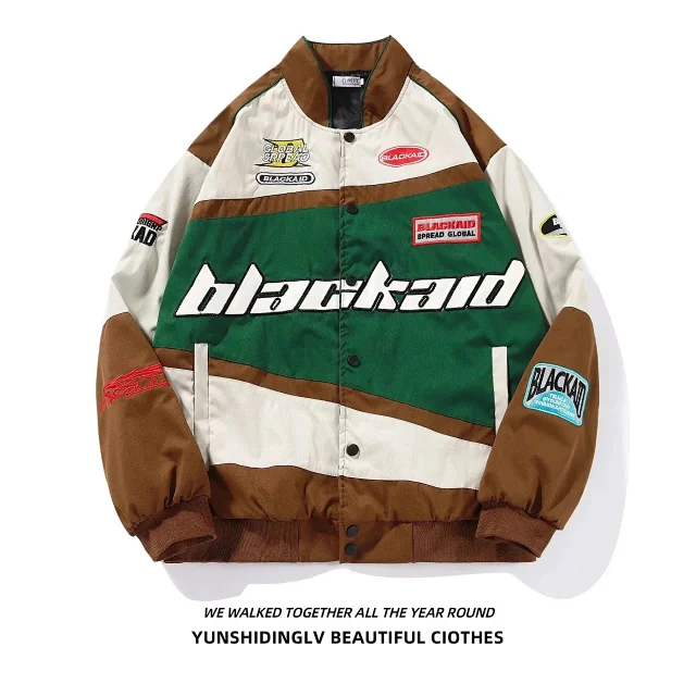 BLACKAID Jackets Color-Block Patch Racing Jacket product detail image 7