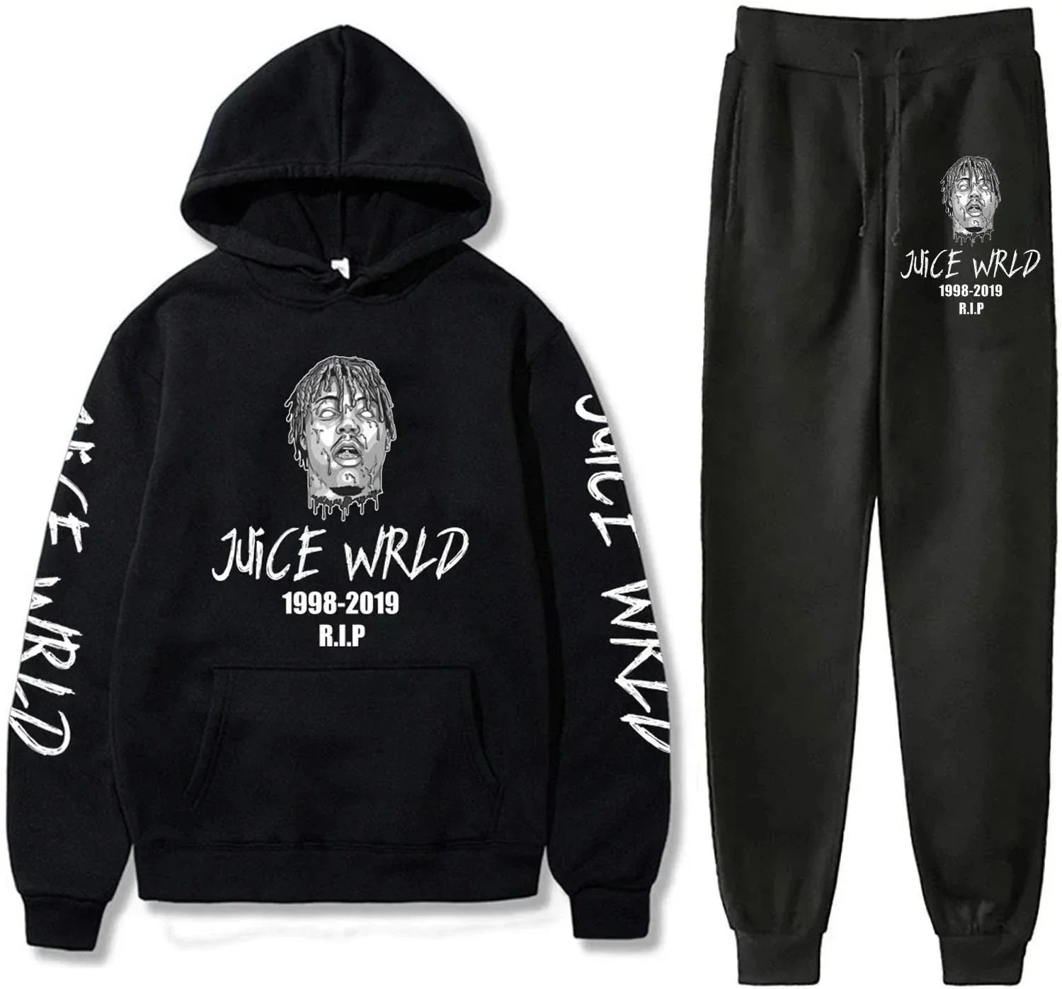 Juice WRLD Matching Sets Printed Hoodie and Jogger Set image 2