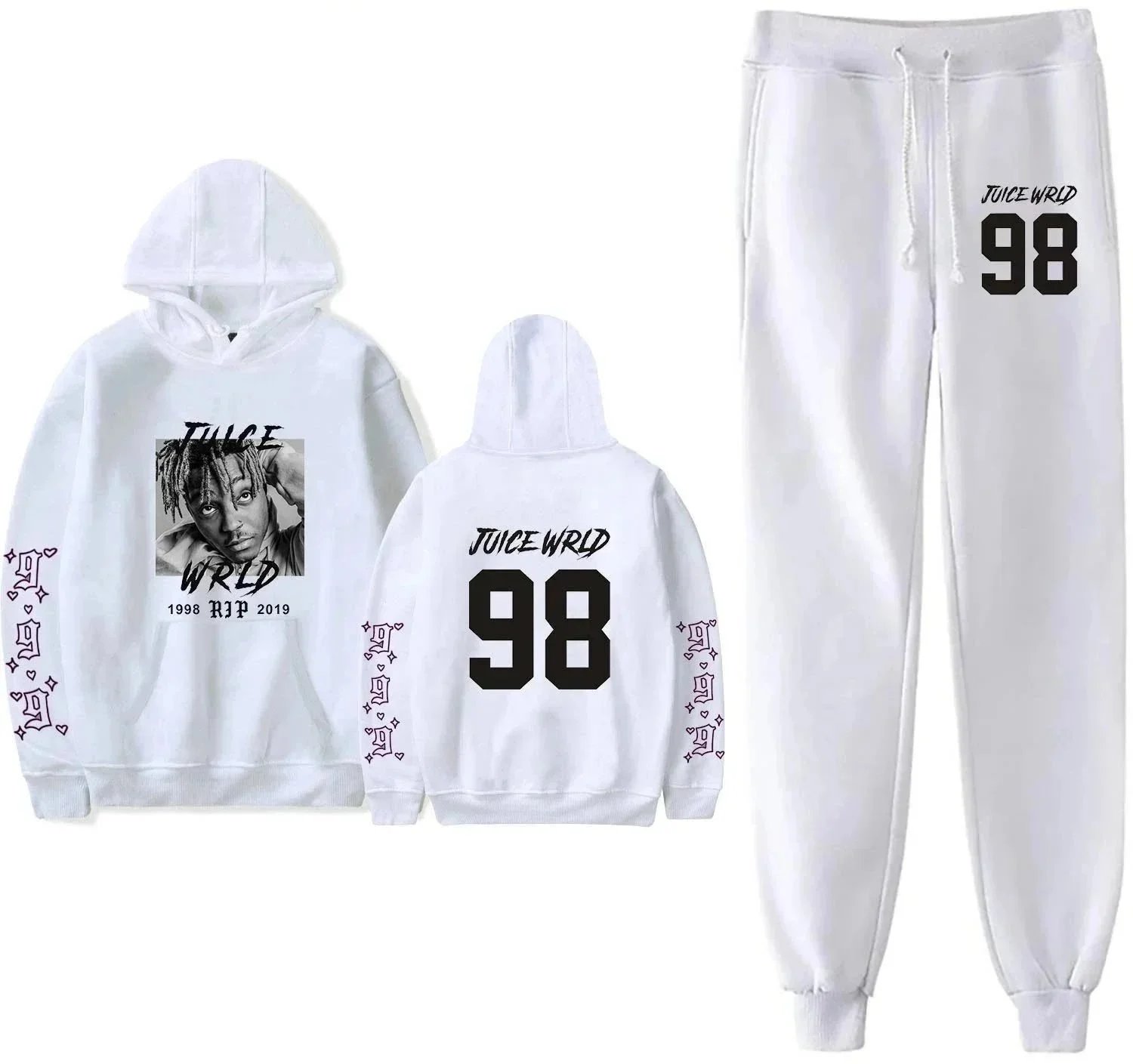 Juice WRLD Matching Sets Printed Hoodie and Jogger Set image 11