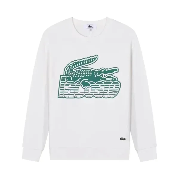 Lacoste Graphic Croc Logo White Hoodie - 1