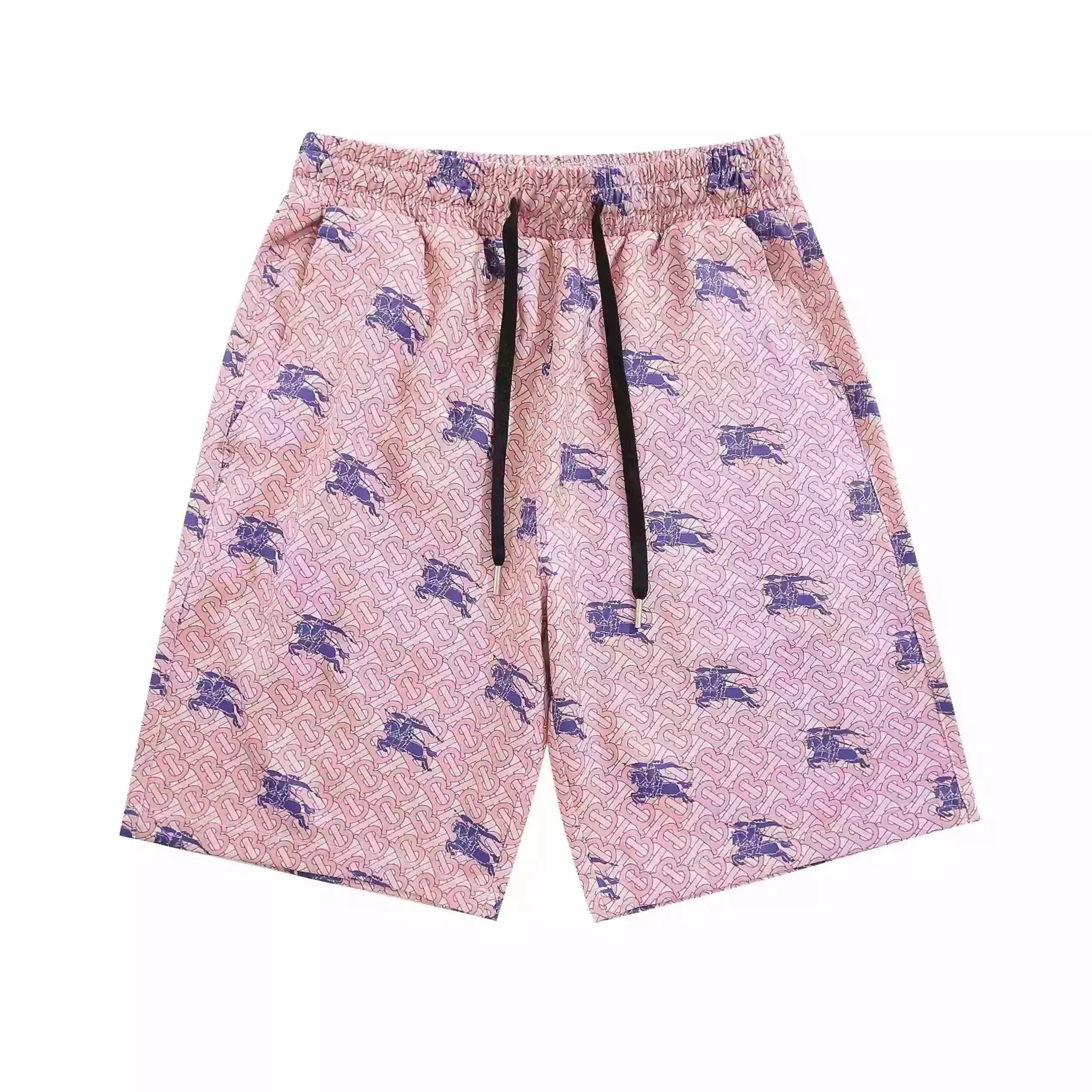 BURBERRY | Foundation Beige TB Monogram & Equestrian Knight Print Casual Shorts