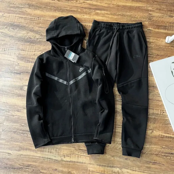 Nike Tech Fleece Full-Zip Hoodie and Joggers Set Royal Blue Tracksuit - 15