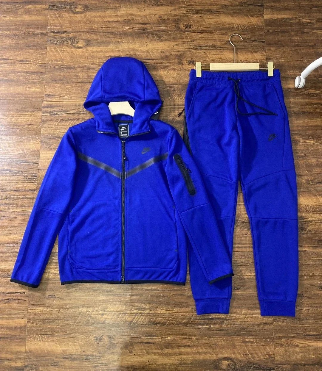 Nike Tech Fleece Full-Zip Hoodie and Joggers Set Royal Blue Tracksuit - 1