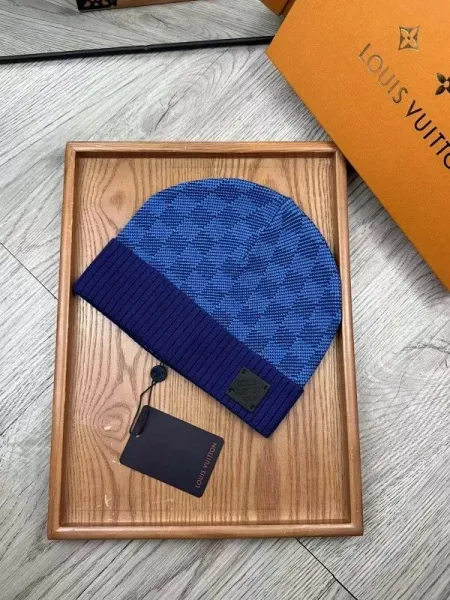 Louis Vuitton Damier Azur Knit Scarf and Beanie Set Navy Blue Accessories - 10