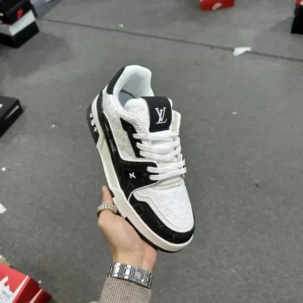 Louis Vuitton Trainer Monogram White and Black Sneakers - 1