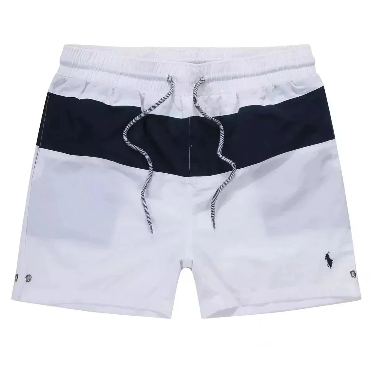 Ralph Lauren | White & Navy Contrast-Stripe Quick-Drying Beach Shorts