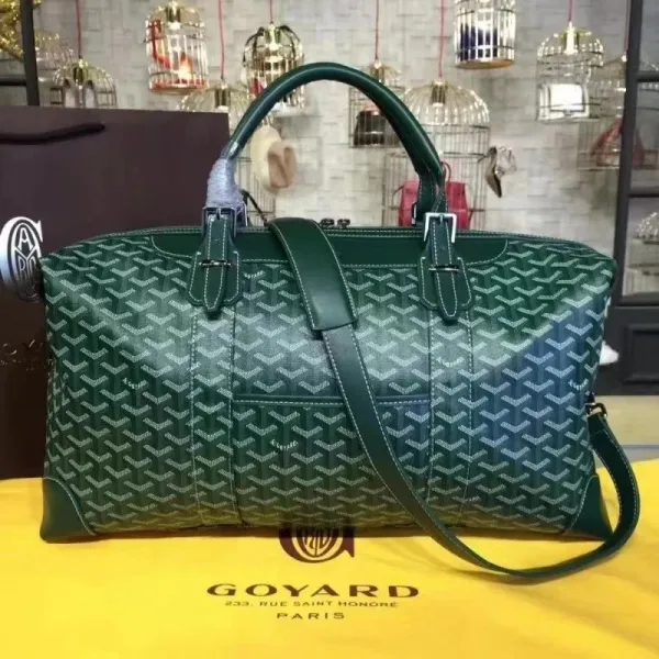 Goyard Saint Louis Duffle Bag Green Chevron Print Boston Bag - 1