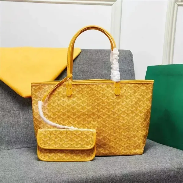 Goyard Saint Louis Tote Yellow Canvas Handbag with Pouch - 1