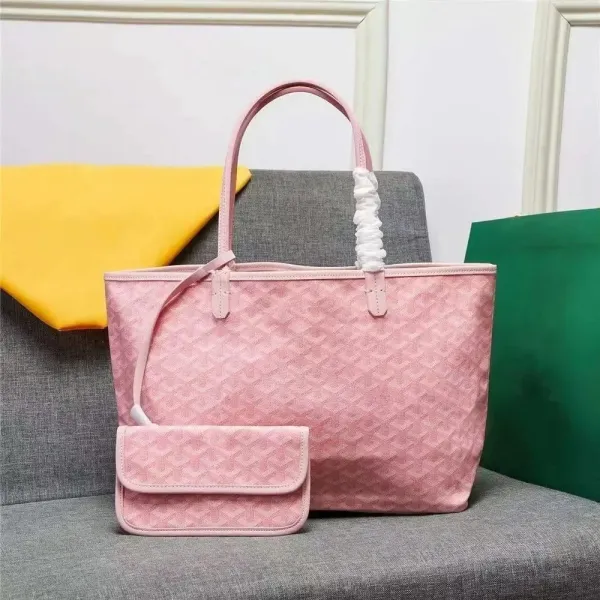Goyard Saint-Louis Tote Pink Canvas Handbag with Matching Pouch - 1