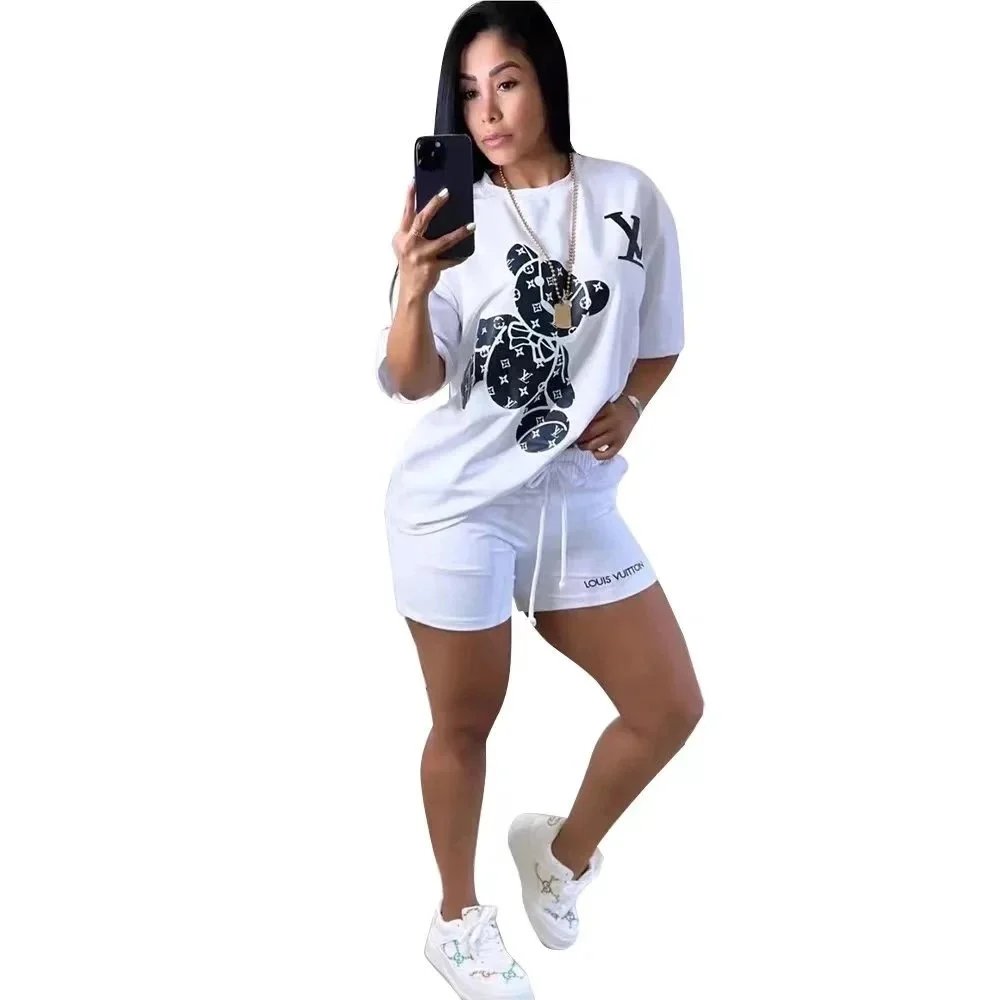 Unbranded Matching Sets Children's ringer T-shirt and shorts set with embroidered graffiti graphic — 9