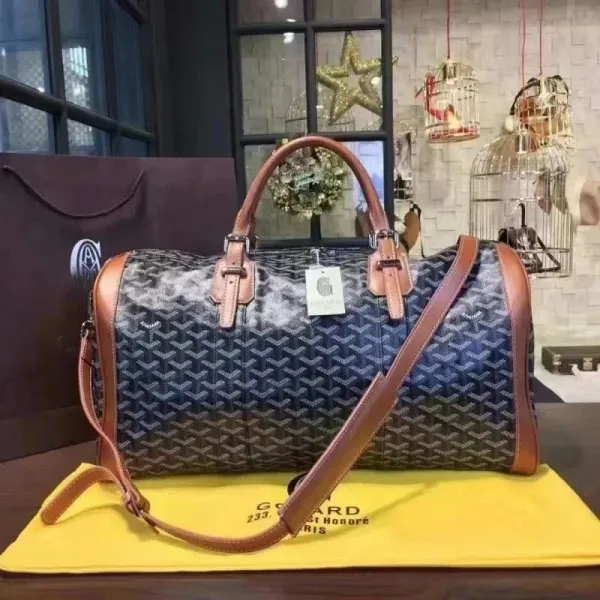 Goyard Saint Louis PM Navy Blue Chevron Canvas Boston Bag - 1