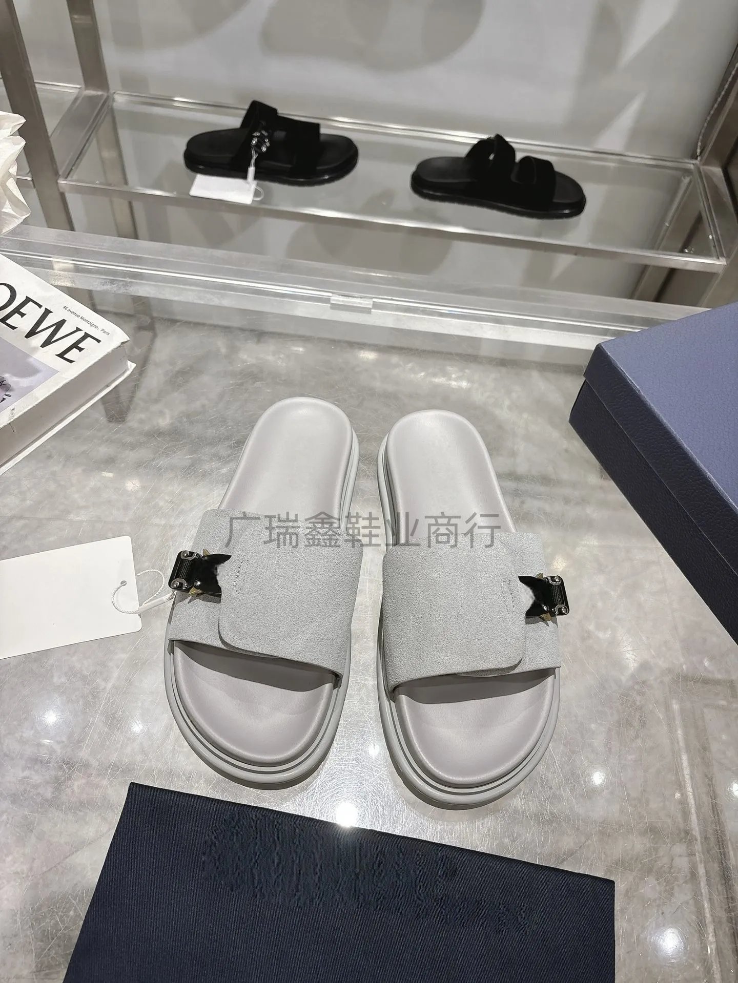 Dior Diorama Velvet Slide Sandals Black Slippers - 13