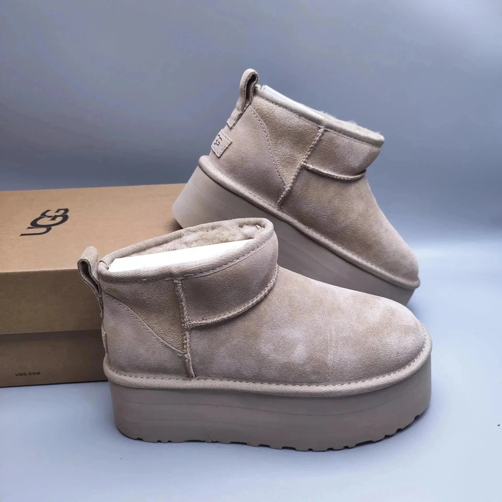 UGG Slippers Suede Slip-On with Braided Trim and Shearling Lining — 9
