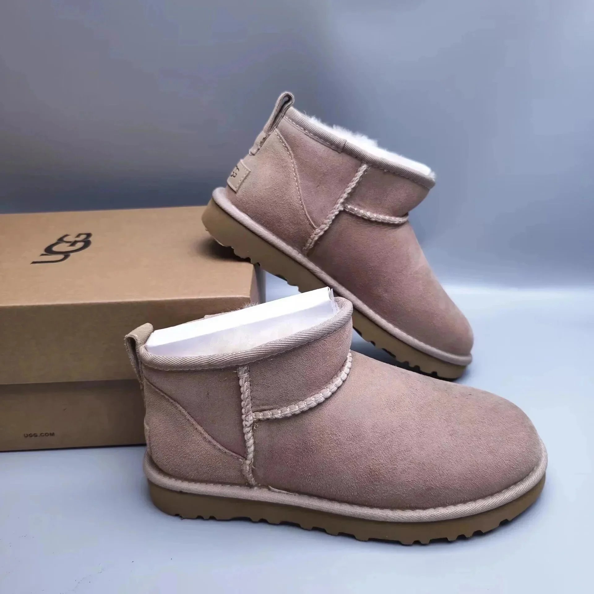 UGG Slippers Suede Slip-On with Braided Trim and Shearling Lining — 18