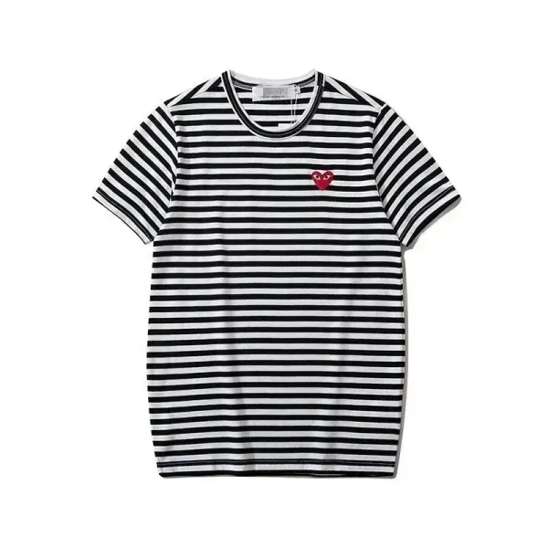 Play Comme des Garçons Striped Heart T-Shirt - 1