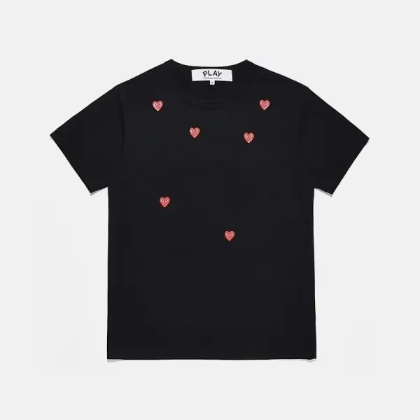 Play Comme des Garçons Heart Print Black T-Shirt - 1