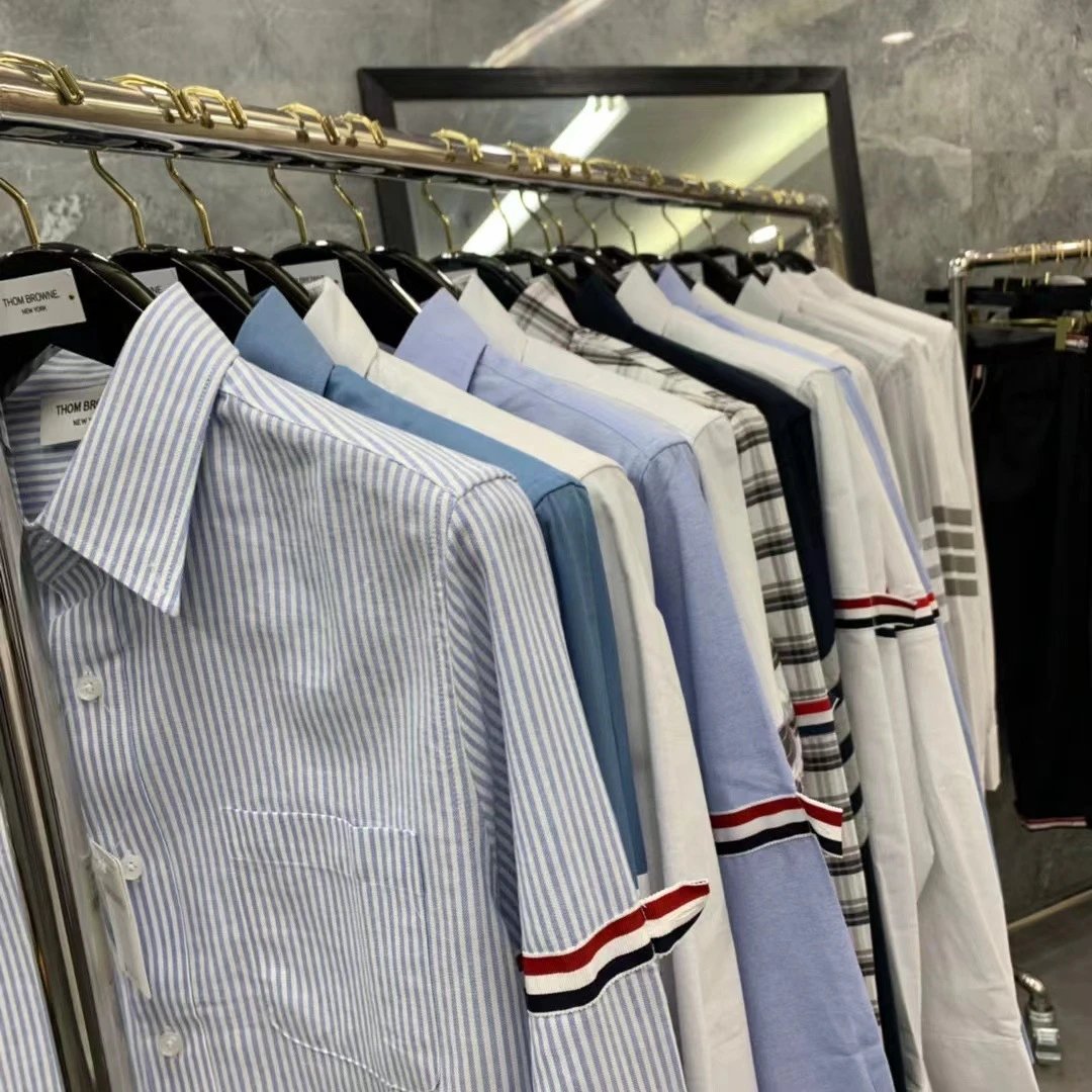 Thom Browne Shirts Button-Down with Tricolor Stripe Trim image 3