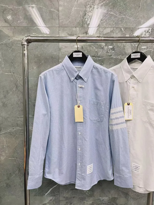 Thom Browne Shirts Button-Down with Tricolor Stripe Trim product detail image 27
