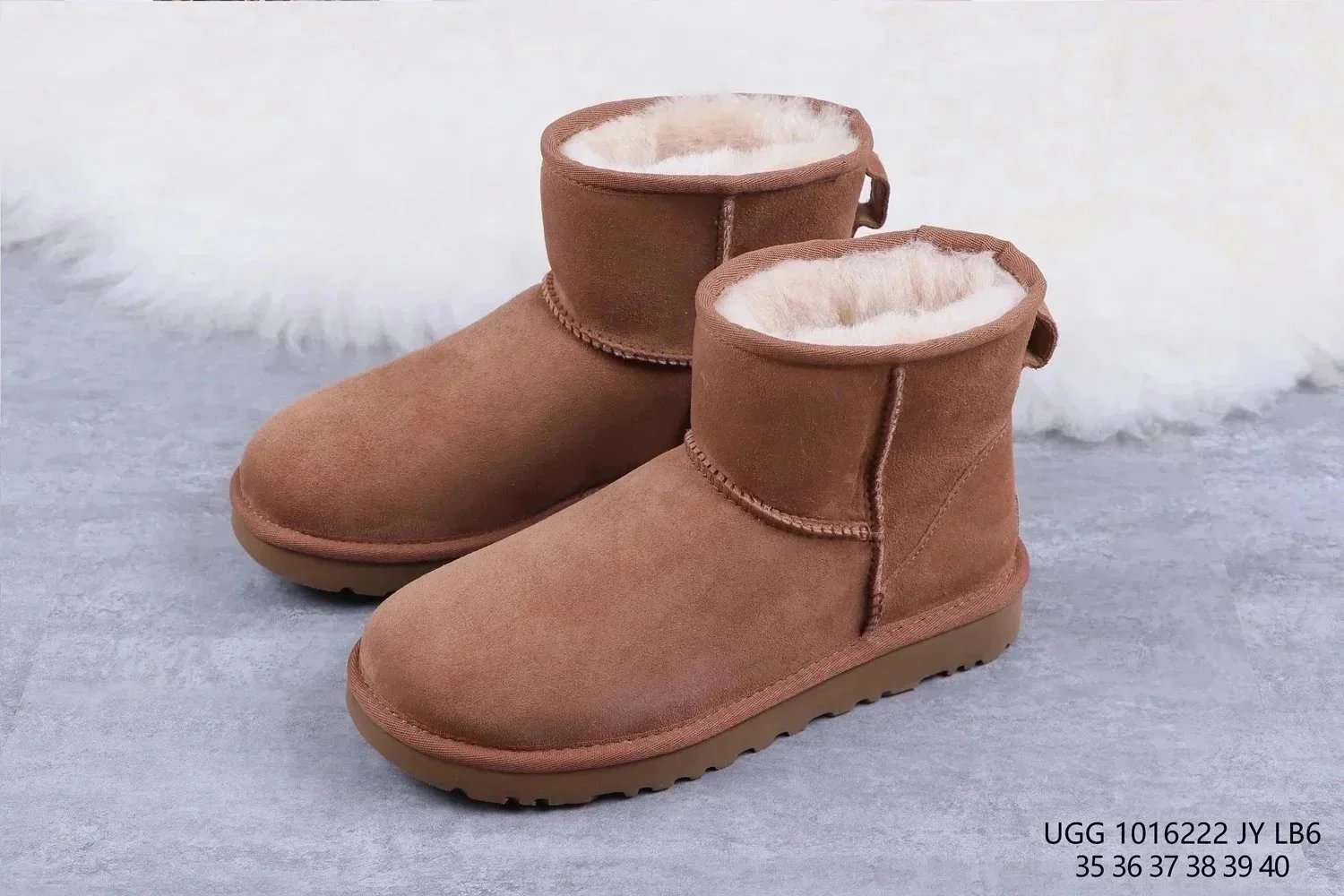UGG Slippers Suede Slip-On with Braided Trim and Shearling Lining — 26