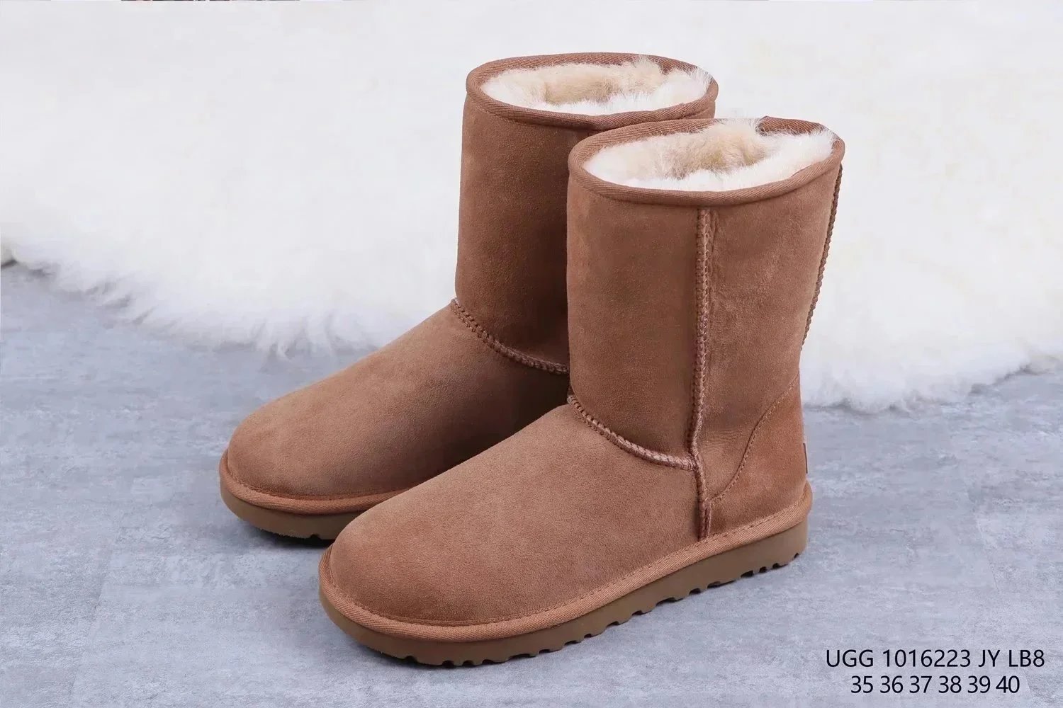 UGG Slippers Suede Slip-On with Braided Trim and Shearling Lining — 32