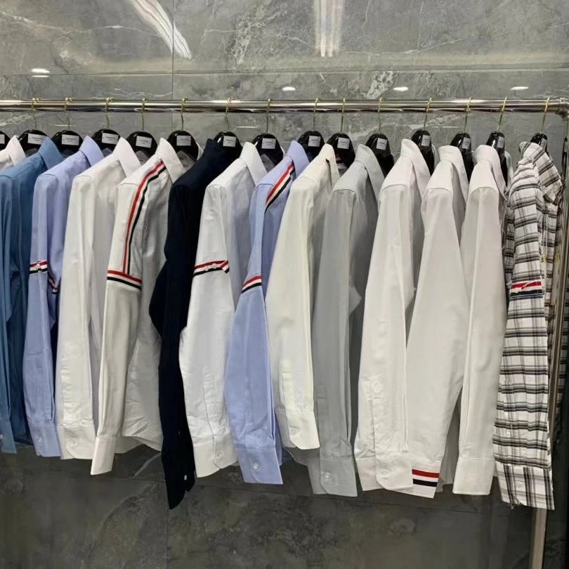 Thom Browne Shirts Button-Down with Tricolor Stripe Trim image 4