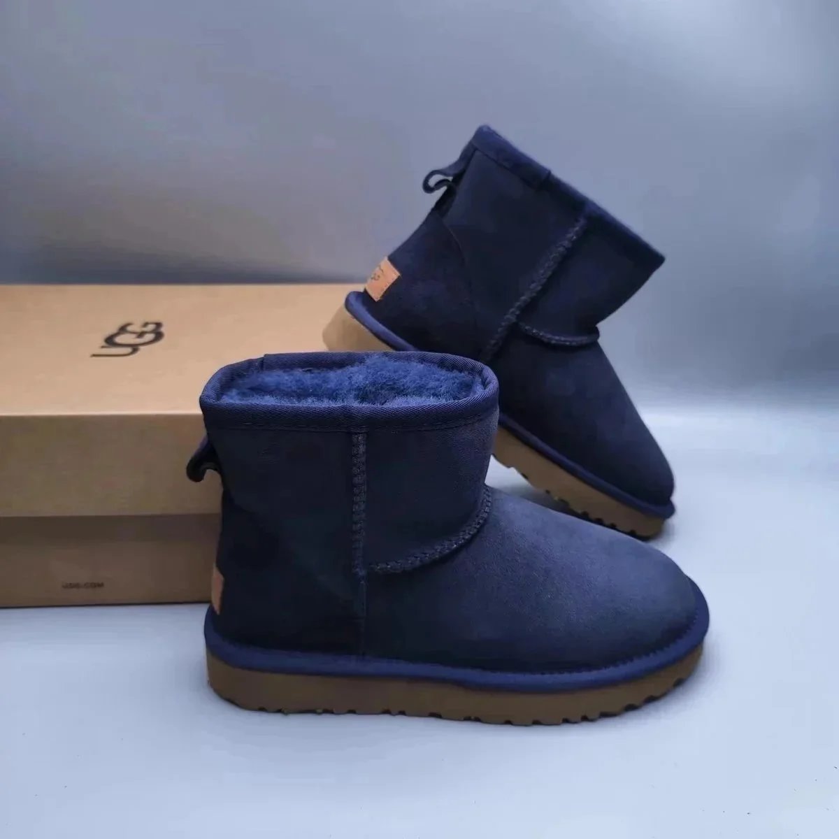 UGG Slippers Suede Slip-On with Braided Trim and Shearling Lining — 20