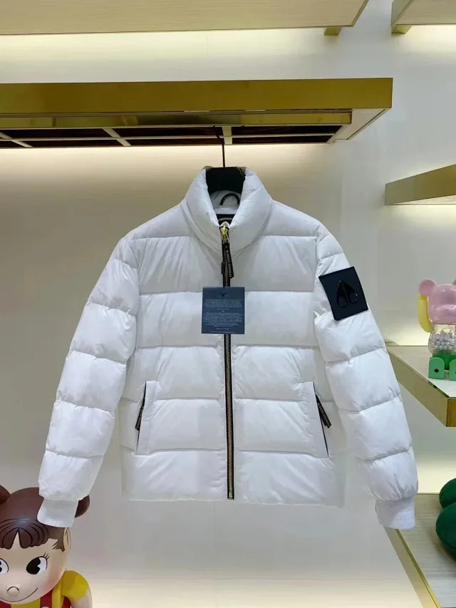 Moose Knuckles Down Jackets Quilted puffer jacket with high collar and sleeve logo patch product detail image 3