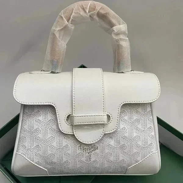 Goyard Saint Louis Mini White Leather Handbag - 1